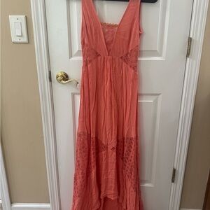 TOBI Coral Lace-Trim Maxi Dress - Women